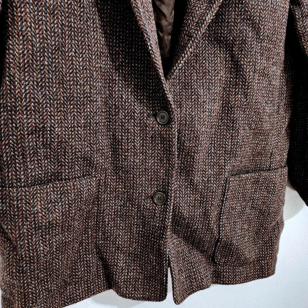 Vintage 80s Peabody House Wool Tweed Blazer Jacket Womens 11/12 Rust Brown Lined